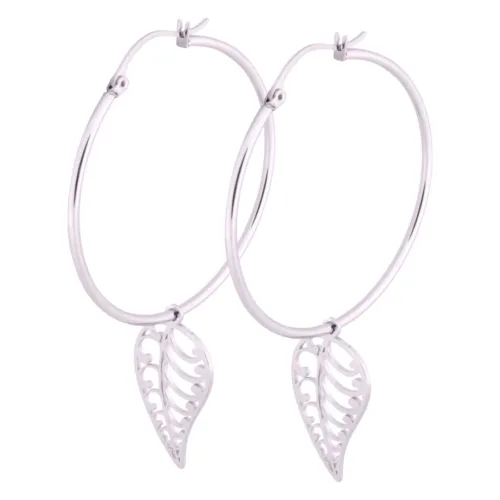 Ear Hoops with Leaf Pendant<!--5d2499d0de755-->