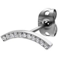 Silberne Crystal Arch Ohrstecker mit Kristallen Silberfarbener Ohrstecker mit gebogenem Design und klaren Kristallen