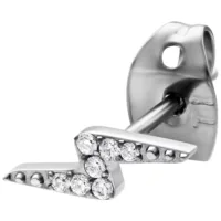 Silberne Kristall Ohrstecker Blitzform Silberne Ohrstecker in Blitzform mit Kristallsteinen auf weißem Hintergrund