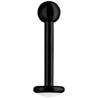 Schwarzes Titan Labret Piercing 1,2 mm Stärke Schwarzes Labret Piercing aus Titan mit Außengewinde auf weißem Hintergrund