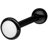 Schwarzes Titan Labret mit weißer Kugel Schwarzes Titan Labret mit weißer Kugel auf weißem Hintergrund