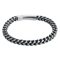 Viper Armband aus Nylon und Stahl Schwarzes und silbernes Armband aus Nylon und Chirurgenstahl 316L