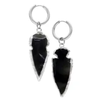Little Obsidian Stone Hoops Little Obsidian Stone Hoops