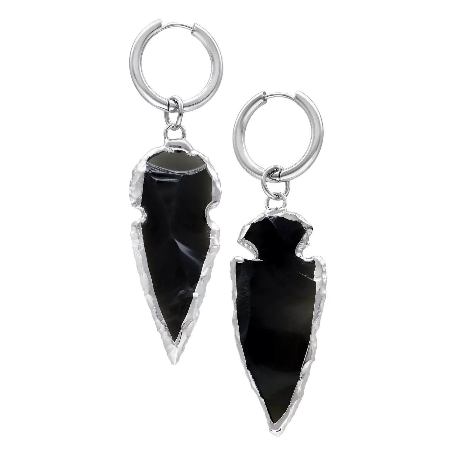 Little Obsidian Stone Hoops Little Obsidian Stone Hoops