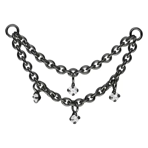 Multilayer Crystal Piercing Connection Chain - Black Metal