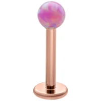 Bubble Gum Opal Labret - 5 mm Roségold Roségoldenes Labret mit 5 mm Bubble Gum Opal Kugel auf weißem Hintergrund