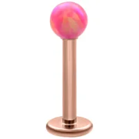 Opal Ball Labret 5,0 mm in Roségold Labret mit roségoldenem Stab und pinkem Opalball auf weißem Hintergrund
