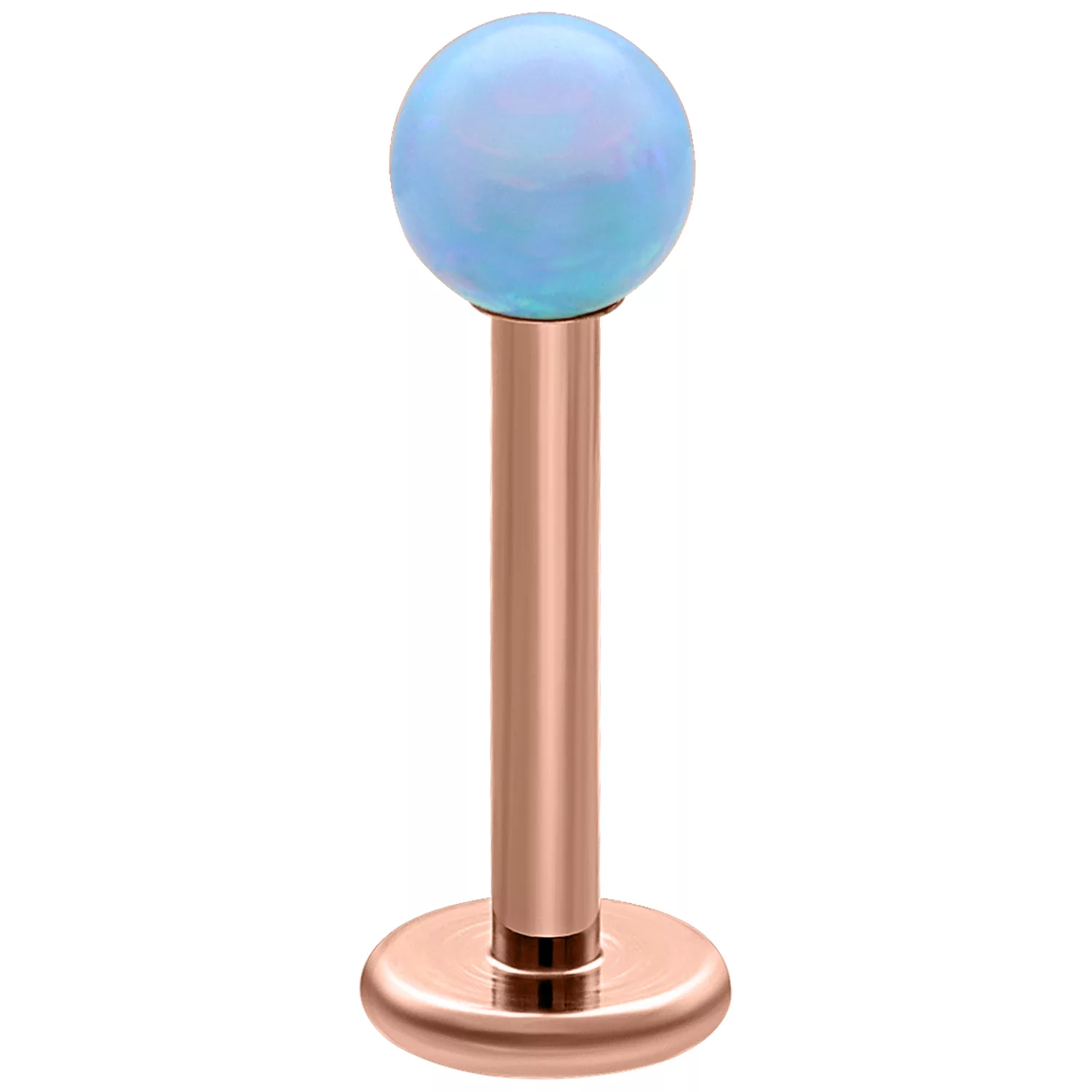 Hellblaues Opal Labret 5,0 mm Roségold Hellblaues Opal-Labret mit roségoldenem Titanstab, 5,0 mm Länge