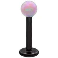 Rosa Opal Labret 5.0 mm - Titan Schwarz Rosa synthetischer Opal Labret mit schwarzem Titanstab auf weißem Hintergrund