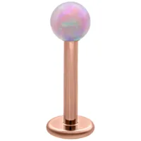 Rosa Opal Ball Micro Labret 5,0 mm Rosa synthetischer Opal Ball Micro Labret mit roségoldenem Titanstab auf weißem Hintergrund