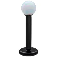 Weißer Opal Micro Labret Piercing 5,0 mm Weißer synthetischer Opal auf schwarzem Titan Labret, Länge 5,0 mm