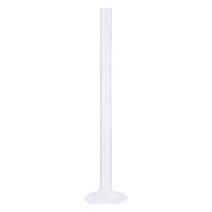 Unthreaded PTFE Labret Stab 18mm Transparenter PTFE Labret Stab mit flacher Basis auf weißem Hintergrund