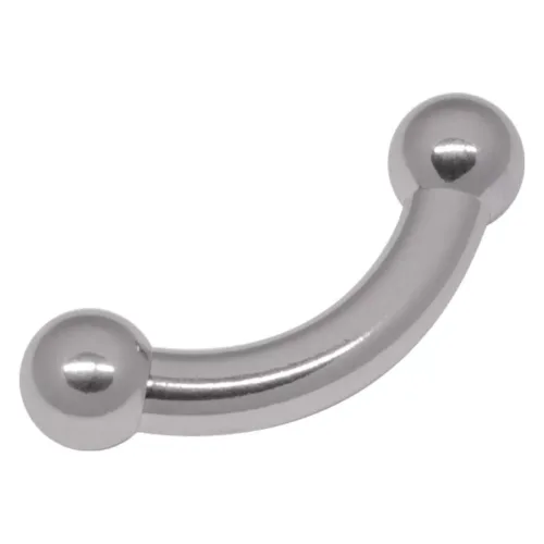 Silberfarbenes Prince Bananabell mit 5 mm Stärke und 18 mm Länge auf weißem Hintergrund