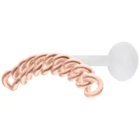 Chunky Chain Push Fit Labret Roségold 5,0 mm Chunky Chain Push Fit Labret in Roségold mit 5,0 mm Plattengröße auf weißem Hintergrund