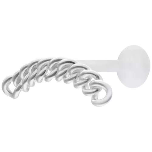 Silbernes Labret mit massiver Kettenglieder-Optik auf weißem Hintergrund