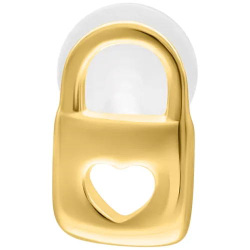 Goldenes Push Fit Labret, 5,0 mm Länge, Herzmotiv, weißer Hintergrund