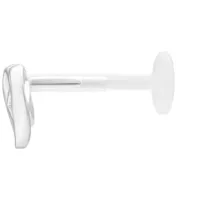 Silber Push Fit Labret Piercing in Seitenansicht Silbernes Labret Piercing mit Push Fit auf weißem Hintergrund