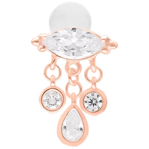 Roségoldenes Labret mit funkelnden Steinen und Push Fit, 5,0 mm