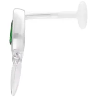 Silbernes Labret mit grünem Smaragdstein, 5mm Silbernes Push Fit Labret mit grünem Smaragd, 5mm Länge, seitliche Ansicht