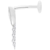 Silbernes Linda Push Fit Labret, 5 mm Silbernes Labret mit Push Fit und 5 mm Platte auf weißem Hintergrund