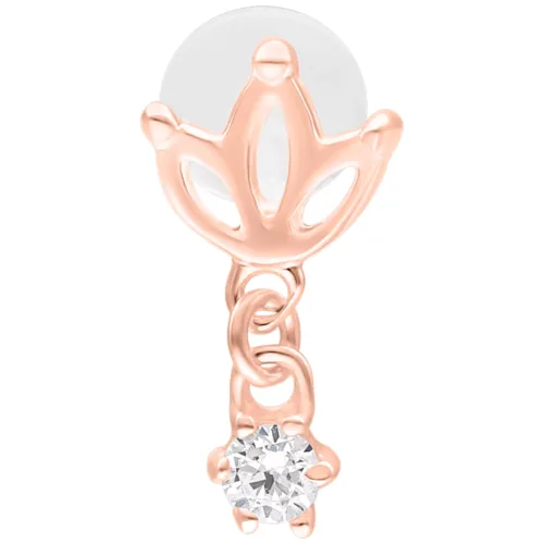 Roségoldenes Labret mit Lotus-Design und funkelndem Stein