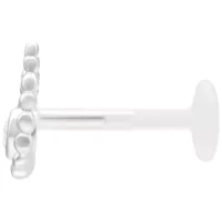 Silberfarbener Bead Drop Push Fit Labret 5,0 mm Silberfarbener Push Fit Labret mit 5,0 mm Durchmesser auf weißem Hintergrund