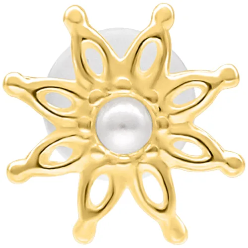 Goldenes Bloom Push Fit Labret mit 5 mm Platte auf weißem Hintergrund