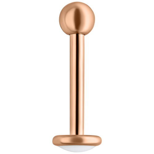Roségoldenes Titan Labret mit Außengewinde, 7,0 mm lang, auf weißem Hintergrund