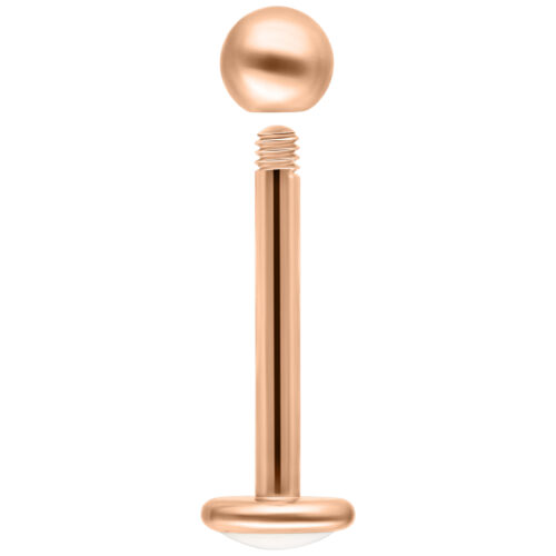 Labret-Piercing aus Titan in Roségold mit Außengewinde, Länge 7,0 mm