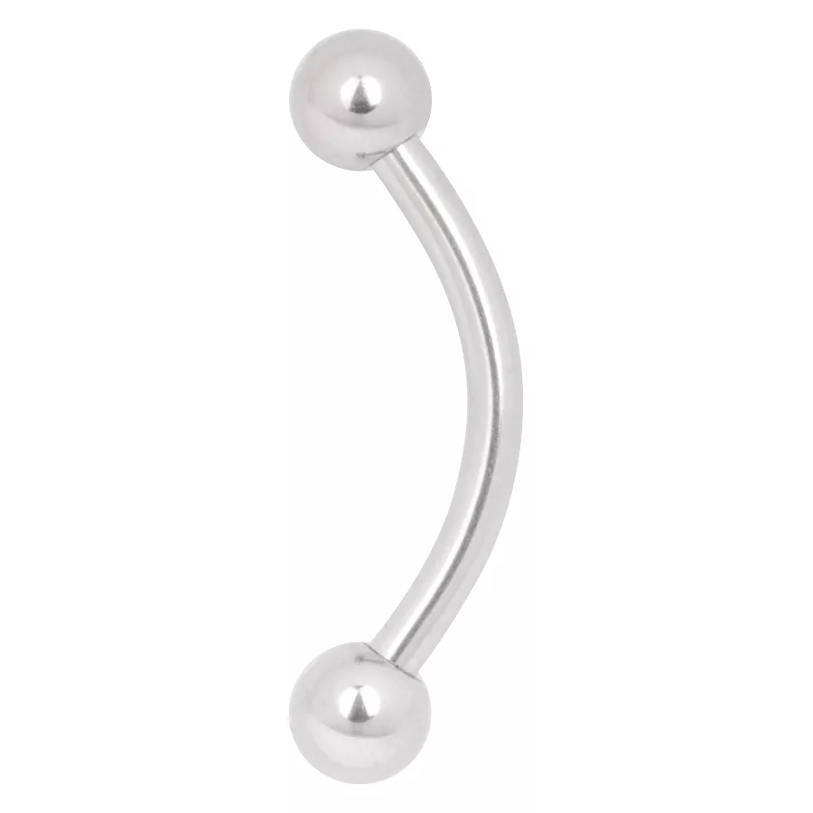 Basic Micro Bananabell aus Titan in Weißgold Gebogenes Piercing aus weißgoldenem Titan mit zwei Kugeln