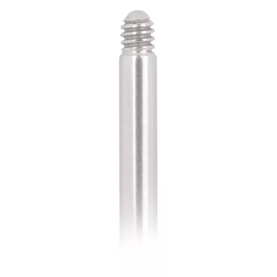 Titan Labret Stecker in Weißgold Silberner Titan Labret Stecker mit Außengewinde auf weißem Hintergrund