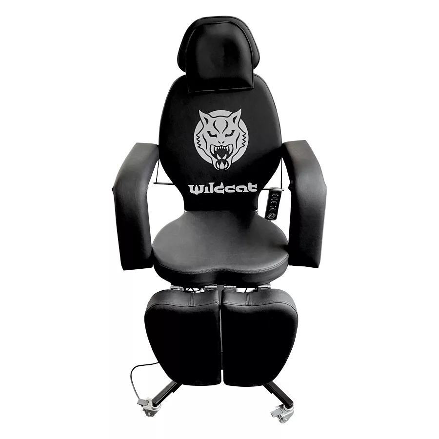 Wildcat Pro Tattoo Liege in Schwarz Schwarze Wildcat Pro Tattoo Liege mit Kunstlederbezug, auf Rädern