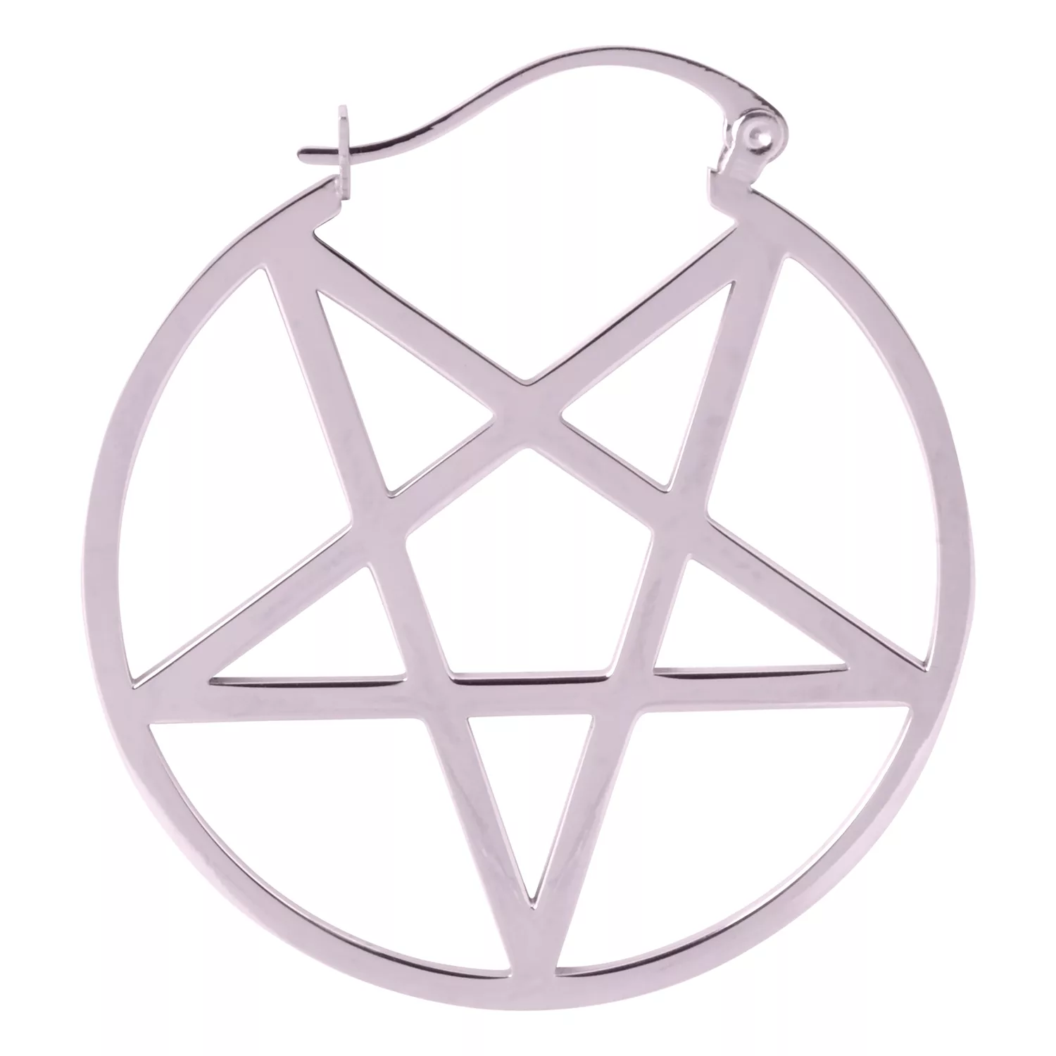 Kleine Pentagramm Creolen in Schwarz Schwarze Creole mit Pentagramm-Design auf weißem Hintergrund
