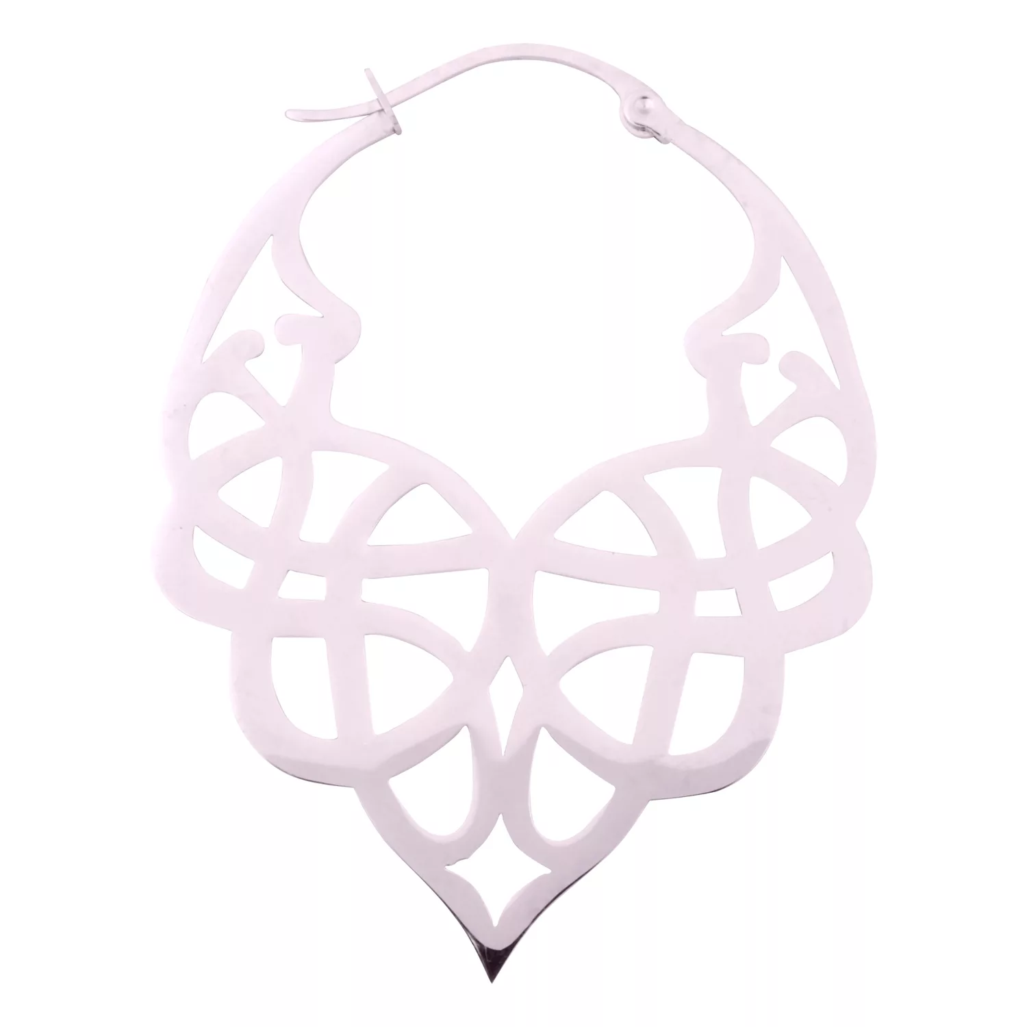 Celtic Tribal Ohrringe aus Edelstahl Silberne Celtic Tribal Ohrringe aus Edelstahl auf weißem Hintergrund