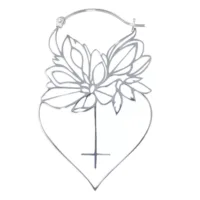 Silberne Dahlia Hoops Ohrringe aus Stahl Silberne Ohrhänger in Blumenform aus Chirurgenstahl auf weißem Hintergrund