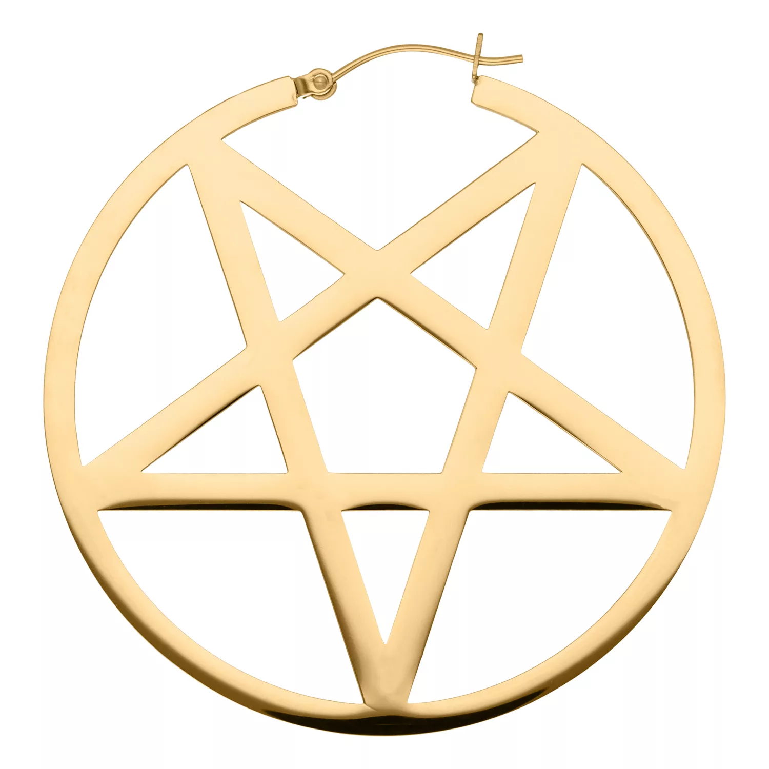 Goldene Pentagramm Ohrringe aus Edelstahl auf weißem Hintergrund