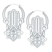 Khamsa Ohrringe aus Chirurgenstahl Silberne Khamsa Ohrringe aus Chirurgenstahl mit filigranem Design