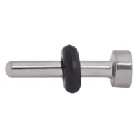 Silberner Titan Highline Keeper mit schwarzem Ring Silberner Piercing Keeper aus Titan mit schwarzem Gummiring auf weißem Hintergrund