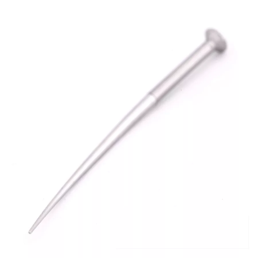 Titan Einführungsstift für Piercing Silberner Titan Einführungsstift auf weißem Hintergrund