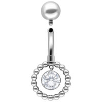 Bananabel Silber 10mm Kristallklar Piercing Silbernes Bauchnabelpiercing mit kristallklarem Stein und Kugel