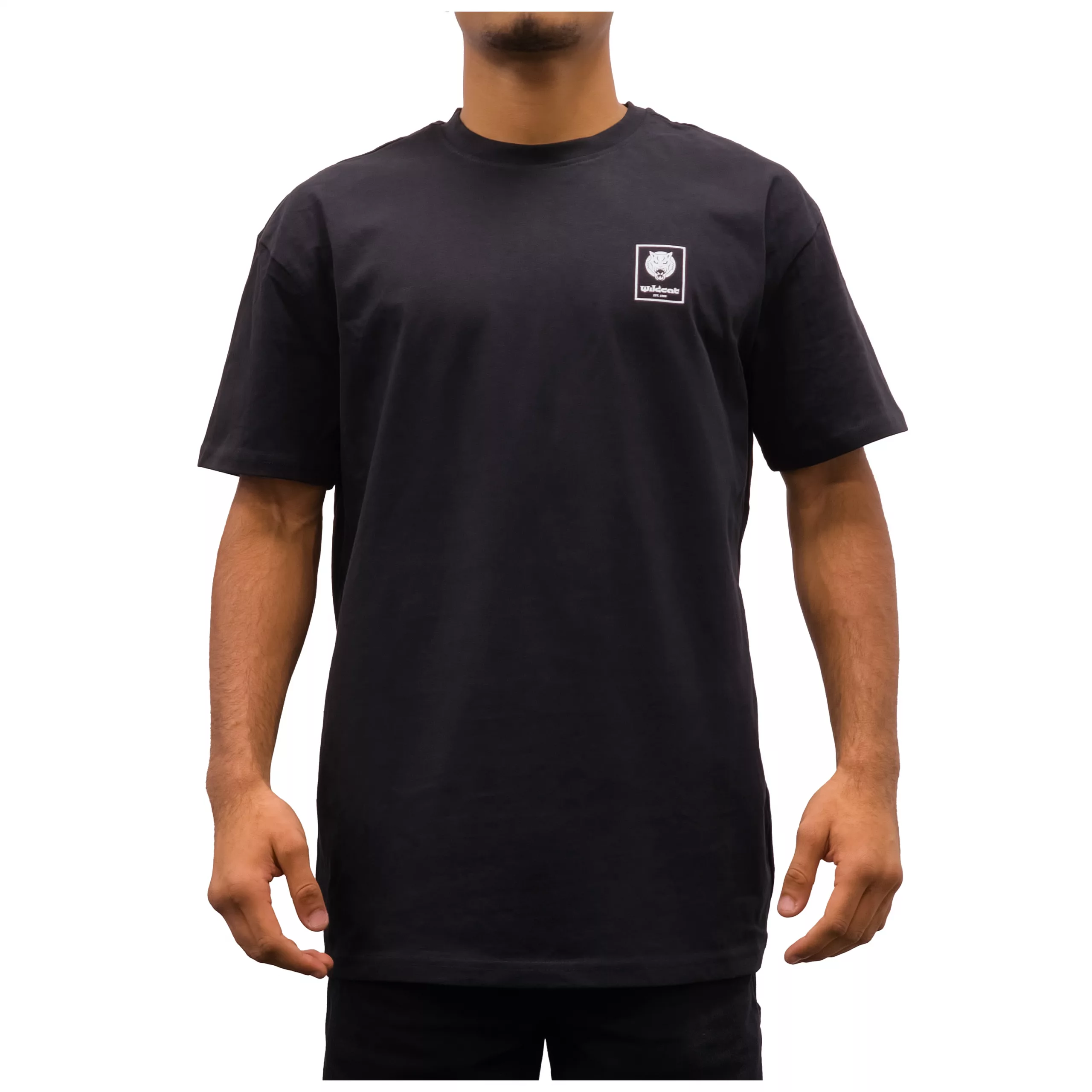 Schwarzes Wildcat Oversized T-Shirt Unisex Schwarzes T-Shirt der Marke Wildcat, oversized, unisex, im Studio