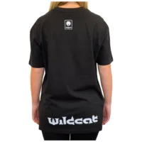 Oversized Boyfriend T-Shirt in Schwarz Rückansicht eines schwarzen Wildcat T-Shirts mit Logo auf weißem Hintergrund