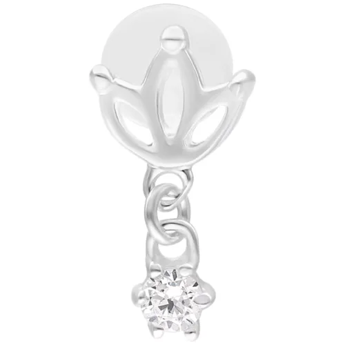 Silbernes Labret mit Lotus-Design und funkelndem Stein auf weißem Hintergrund