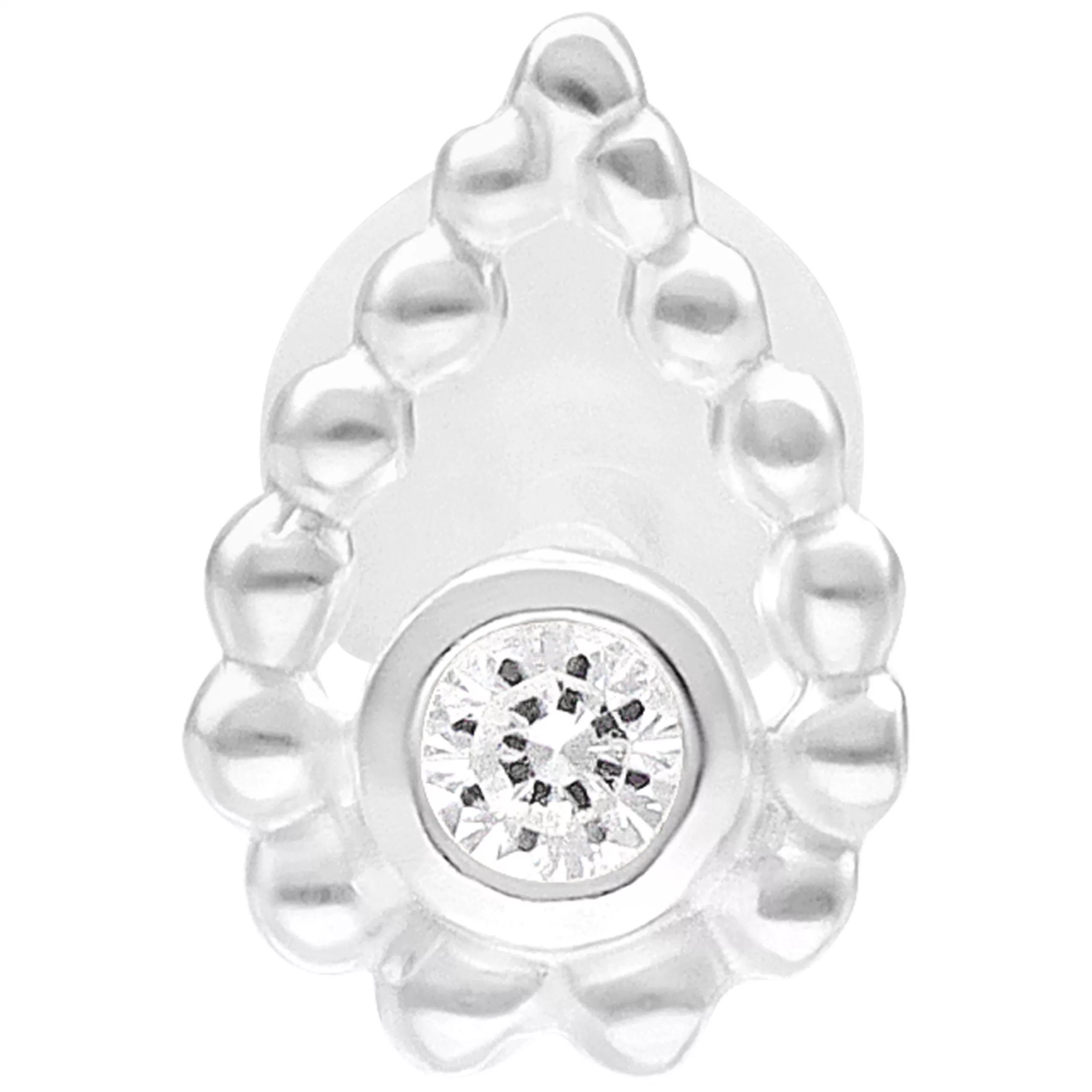 Bead Drop Push Fit Labret 5mm Silber Silbernes Bead Drop Push Fit Labret mit 5 mm Länge auf weißem Hintergrund