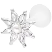 Blumen Labret mit Push Fit in Silberoptik Silbernes Blumen Labret mit Perlenaufatz auf weißem Hintergrund