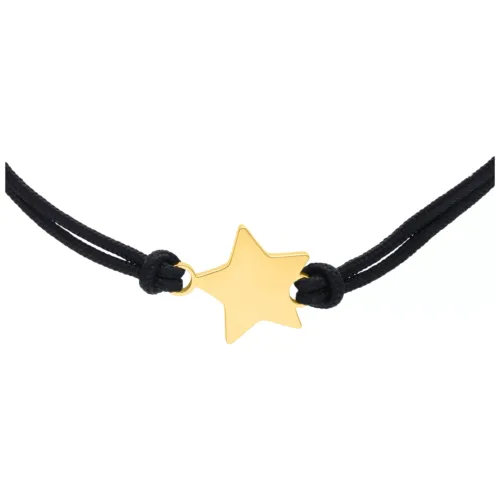 Schwarzes Nylonarmband mit goldenem Stern auf weißem Hintergrund