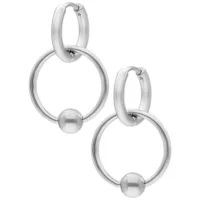 Silberne Little Ball Closure Hoops 16mm Silberne Ohrringe mit Klappverschluss und kleinem Ball, 16mm Innendurchmesser