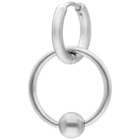Silberne Little Ball Closure Hoops 16mm Silberne Ohrringe aus Chirurgenstahl, 16mm Durchmesser, auf weißem Hintergrund