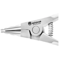 Edelstahl Micro Ring Öffnungszange von Wildcat Silberne Edelstahl Öffnungszange mit Federmechanismus auf weißem Hintergrund