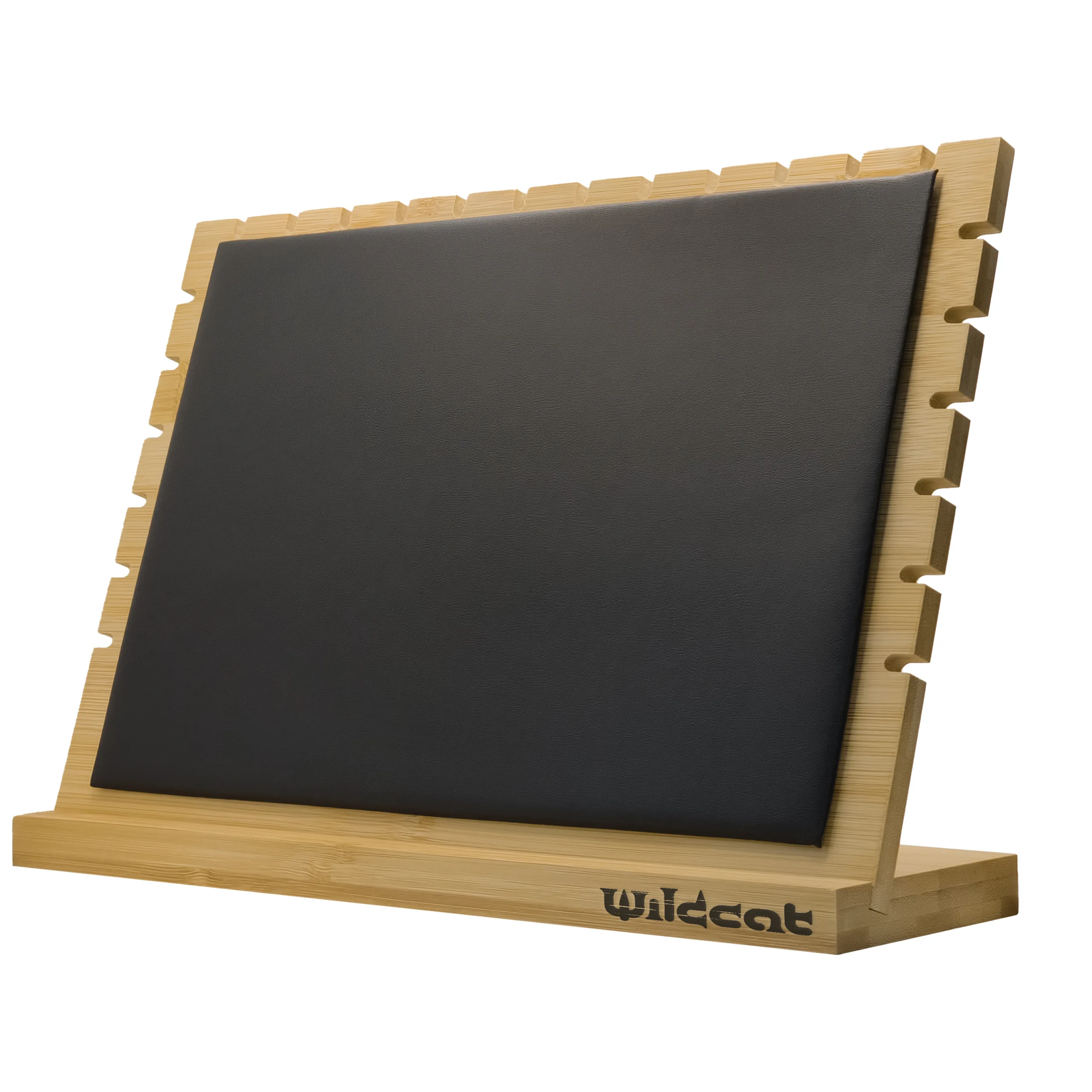 Schwarzes Halsketten-Display aus Holz Schwarzes Display für Halsketten aus Holz mit Wildcat-Logo